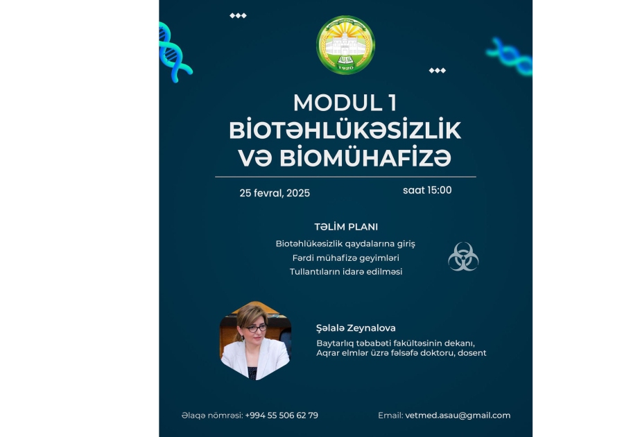 ADAU-da Biotəhlükəsizlik və biomühafizə mövzusunda təlim keçiriləcək