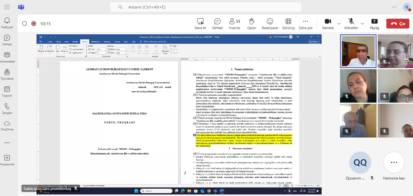 ADPU-da magistratura səviyyəsində yeni təhsil proqramları ilə bağlı iclas keçirilib