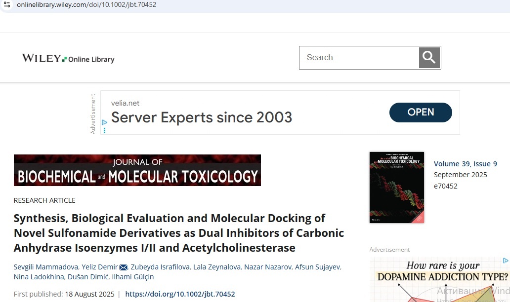 Azərbaycan və Türkiyə alimləri güclü terapevtik potensiala malik maddələr sintez ediblər