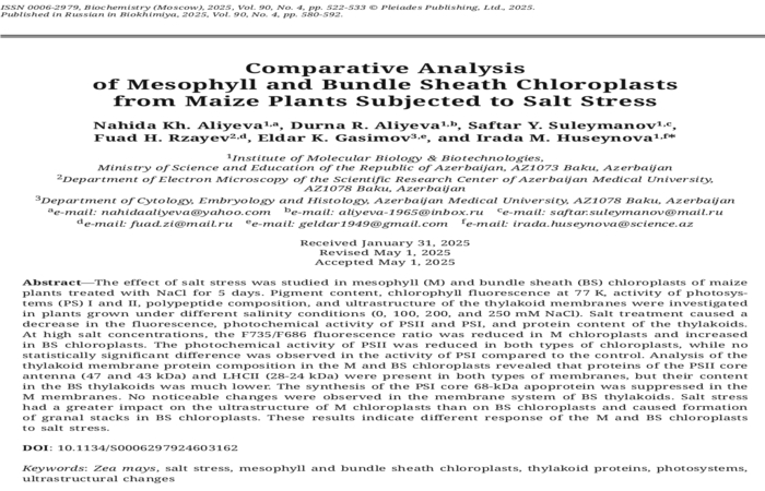 Azərbaycanlı alimlərin məqaləsi nüfuzlu jurnalda dərc olunub