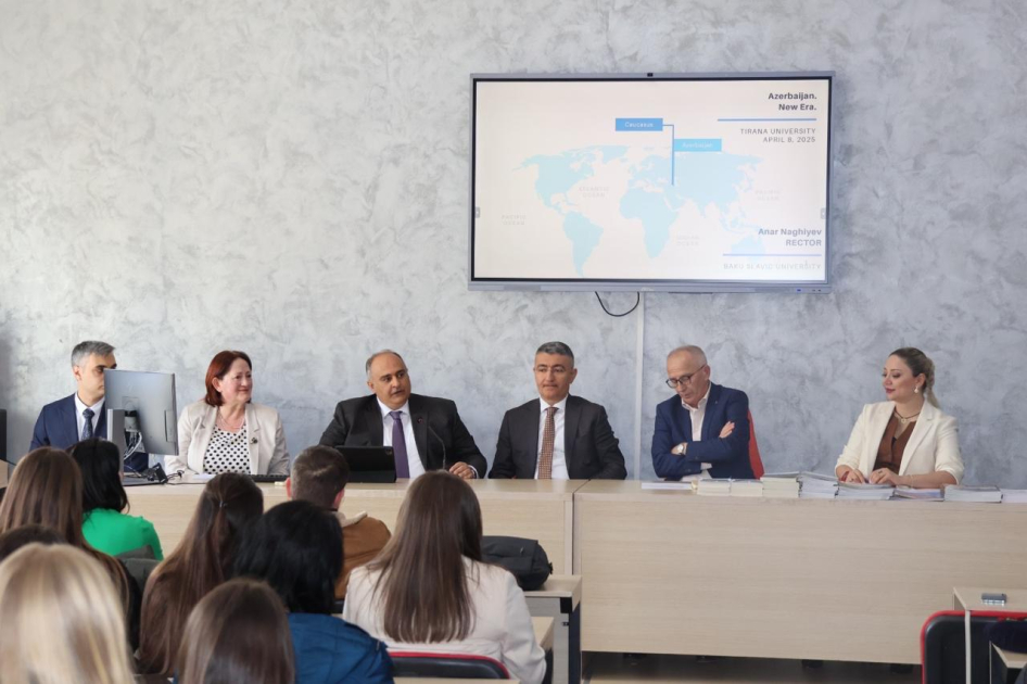 BSU-nun rektoru Albaniyanın Tirana Universitetində tələbələrlə görüş keçirib 