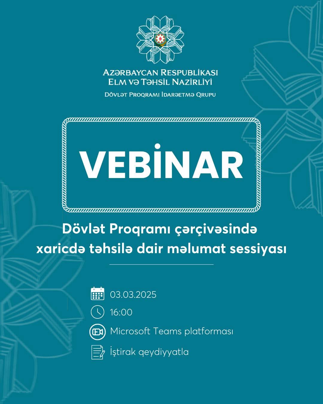 Dövlət Proqramı çərçivəsində xaricdə təhsilə dair vebinar keçiriləcək