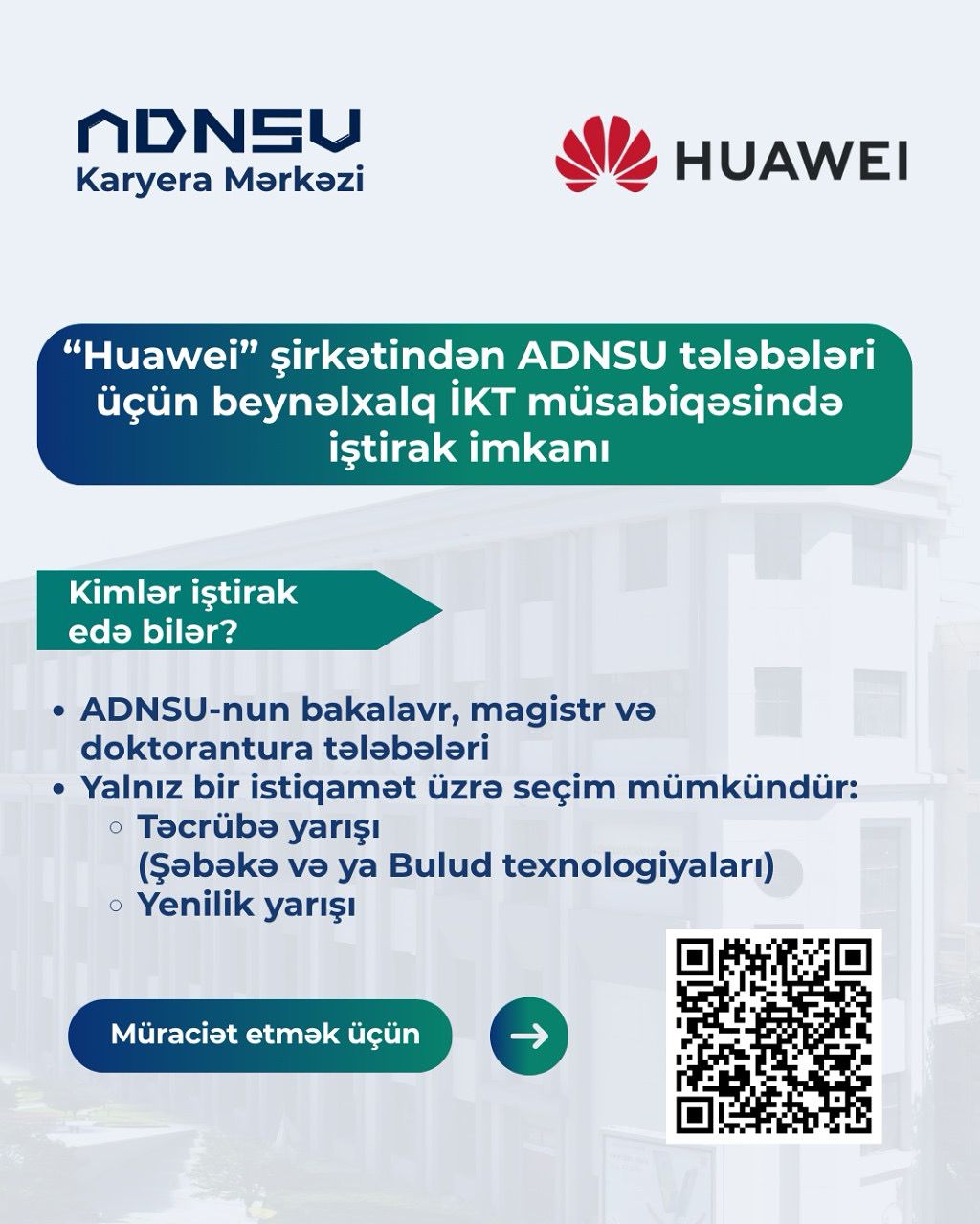 “Huawei” ADNSU tələbələri üçün beynəlxalq müsabiqədə iştirak imkanı yaradıb