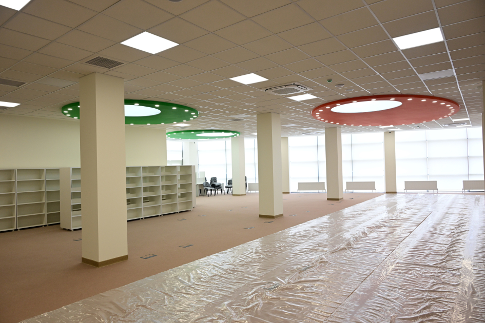 İlham Əliyev Ağdam şəhər 1 nömrəli tam orta məktəbdə aparılan tikinti işləri ilə tanış olub