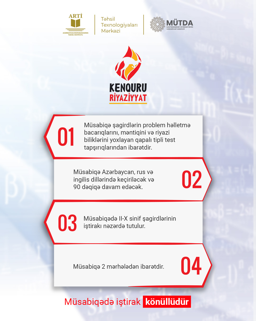 Kenquru Beynəlxalq Riyaziyyat Müsabiqəsində iştirak qaydaları açıqlanıb