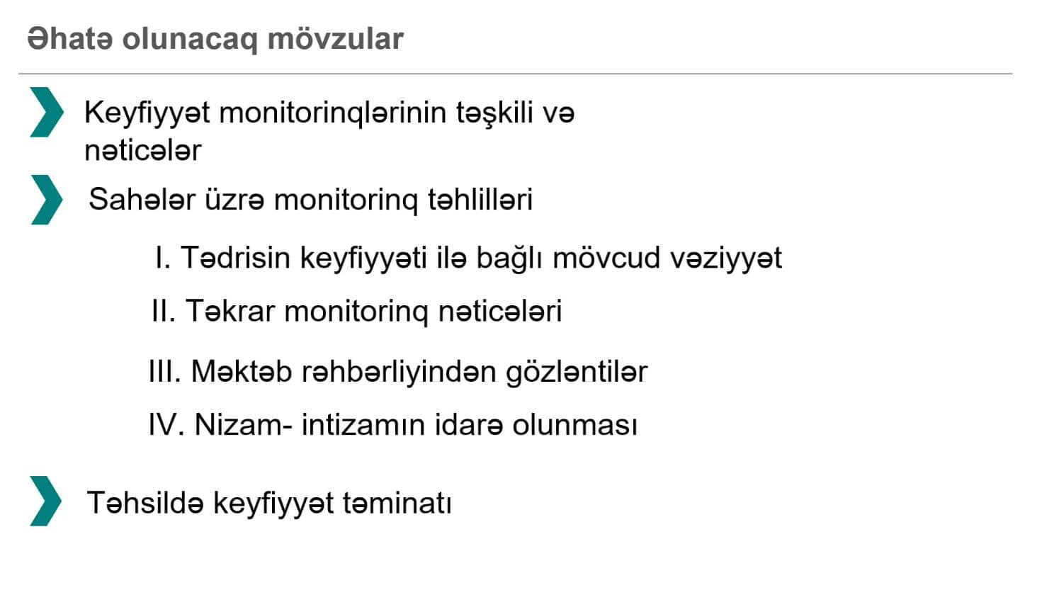 Keyfiyyət monitorinqinin nəticələrinə dair görüş keçirilib