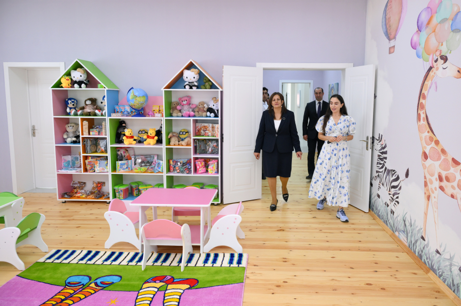 Leyla Əliyeva Şamaxıda uşaq bağçalarının açılışında iştirak edib