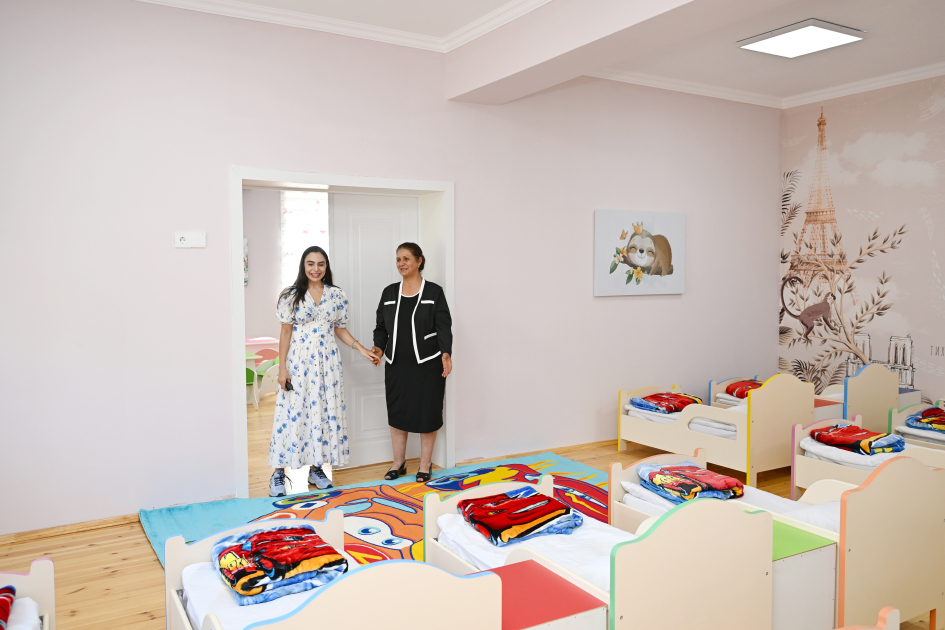 Leyla Əliyeva Şamaxıda uşaq bağçalarının açılışında iştirak edib