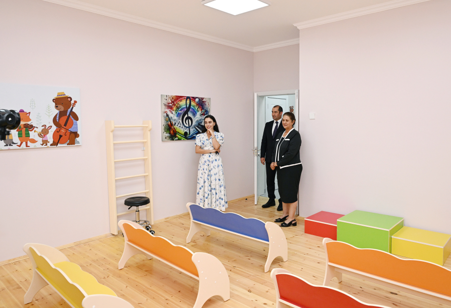 Leyla Əliyeva Şamaxıda uşaq bağçalarının açılışında iştirak edib