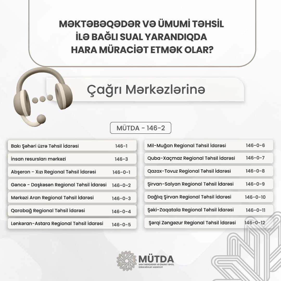 Məktəbəqədər və ümumi təhsillə bağlı suallar yarandıqda hara müraciət etmək olar?

