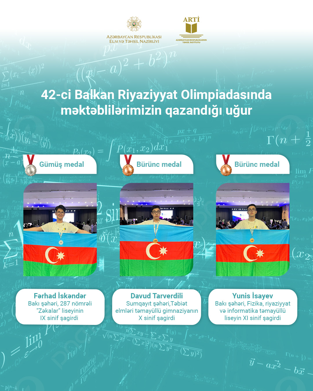 Məktəblilərimiz 42-ci Balkan Riyaziyyat Olimpiadasında uğurla çıxış ediblər