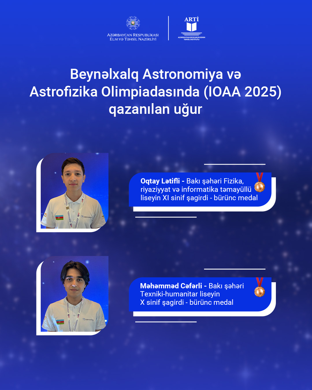 Məktəblilərimiz Beynəlxalq Astronomiya və Astrofizika Olimpiadasında uğur qazanıblar