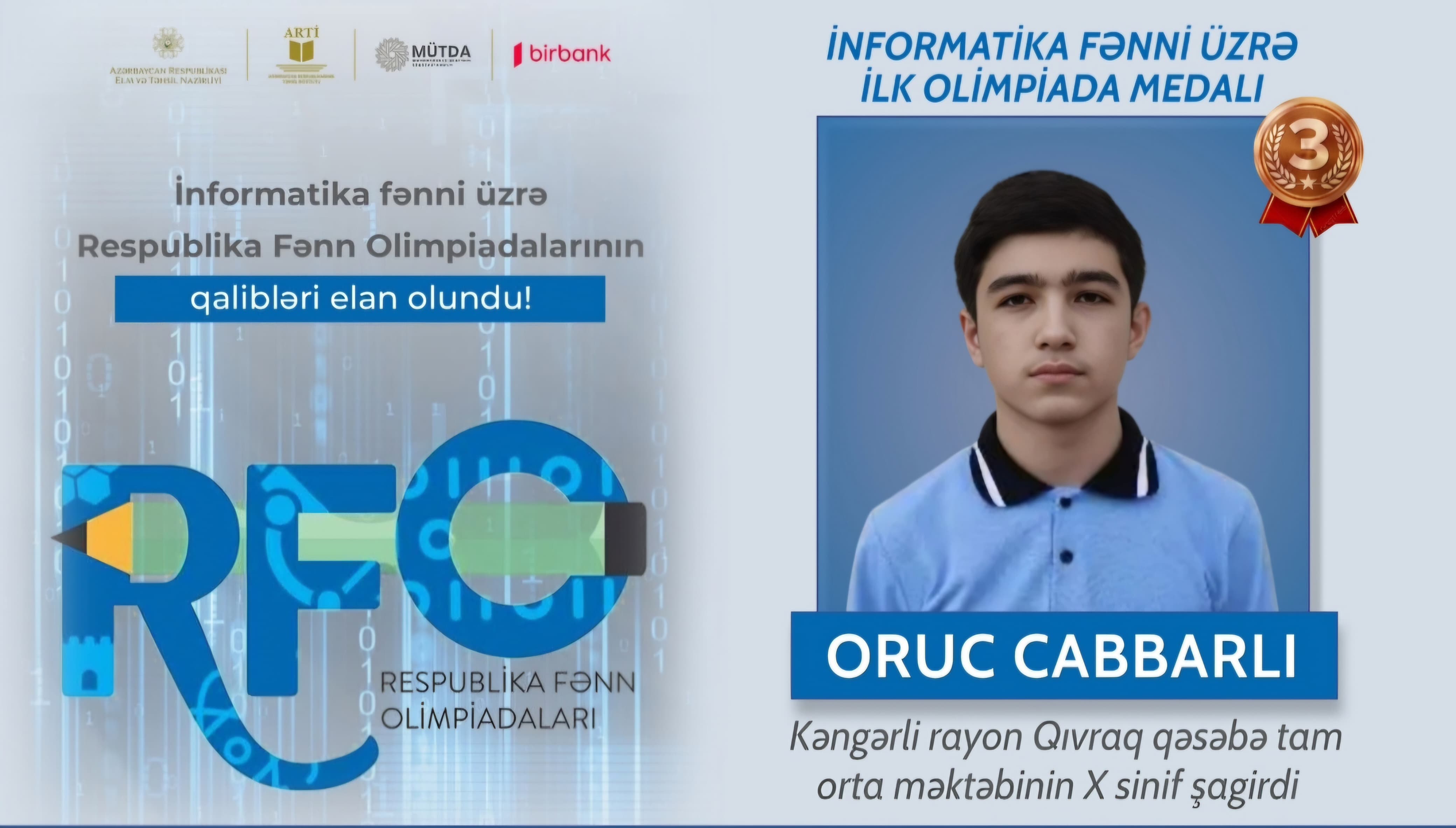Naxçıvan məktəblisi ilk dəfə informatika üzrə RFO-nun qalibi oldu 
