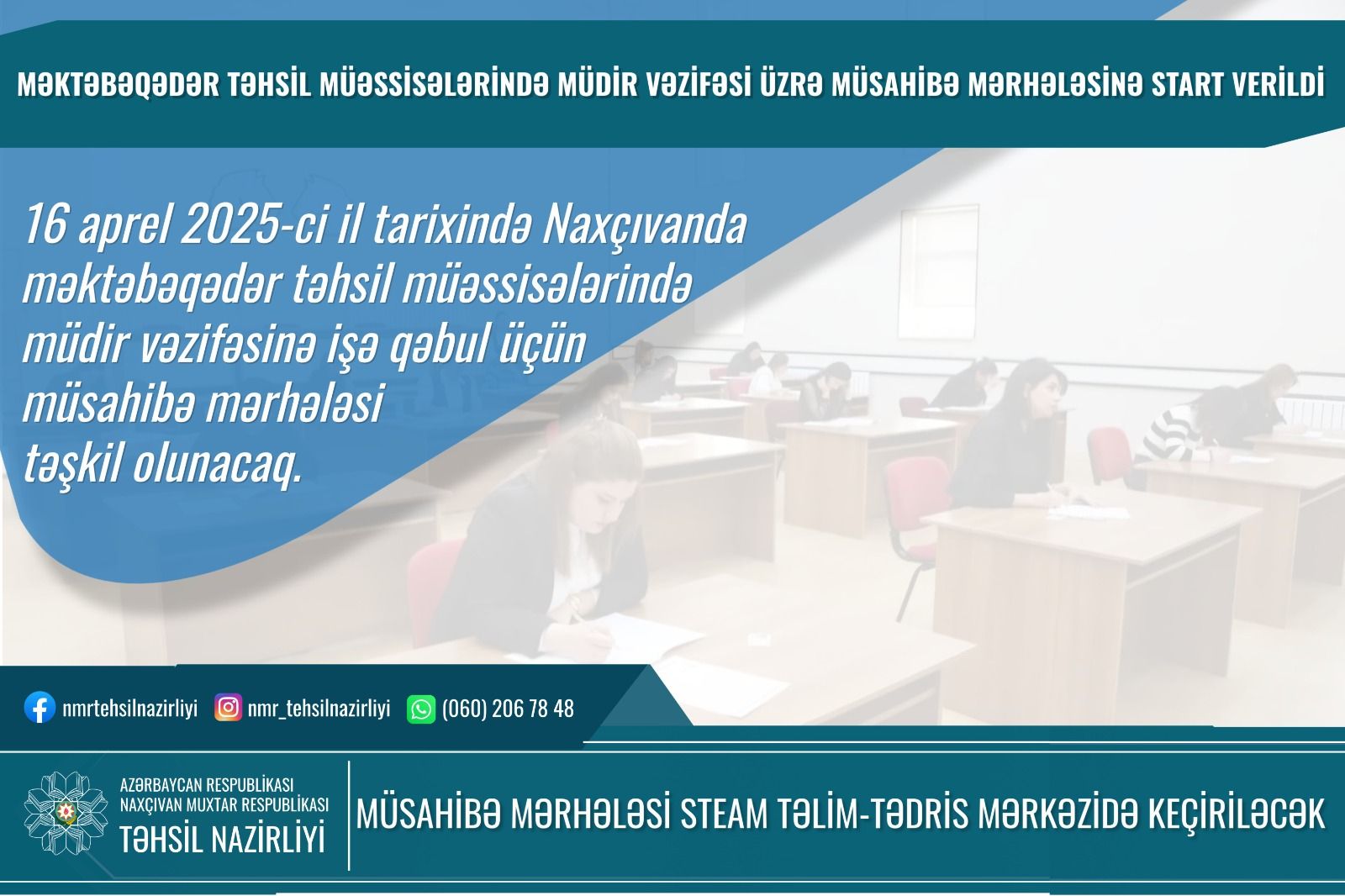 Naxçıvanda bağçalara müdir vəzifəsinə işə qəbul üçün müsahibə keçiriləcək