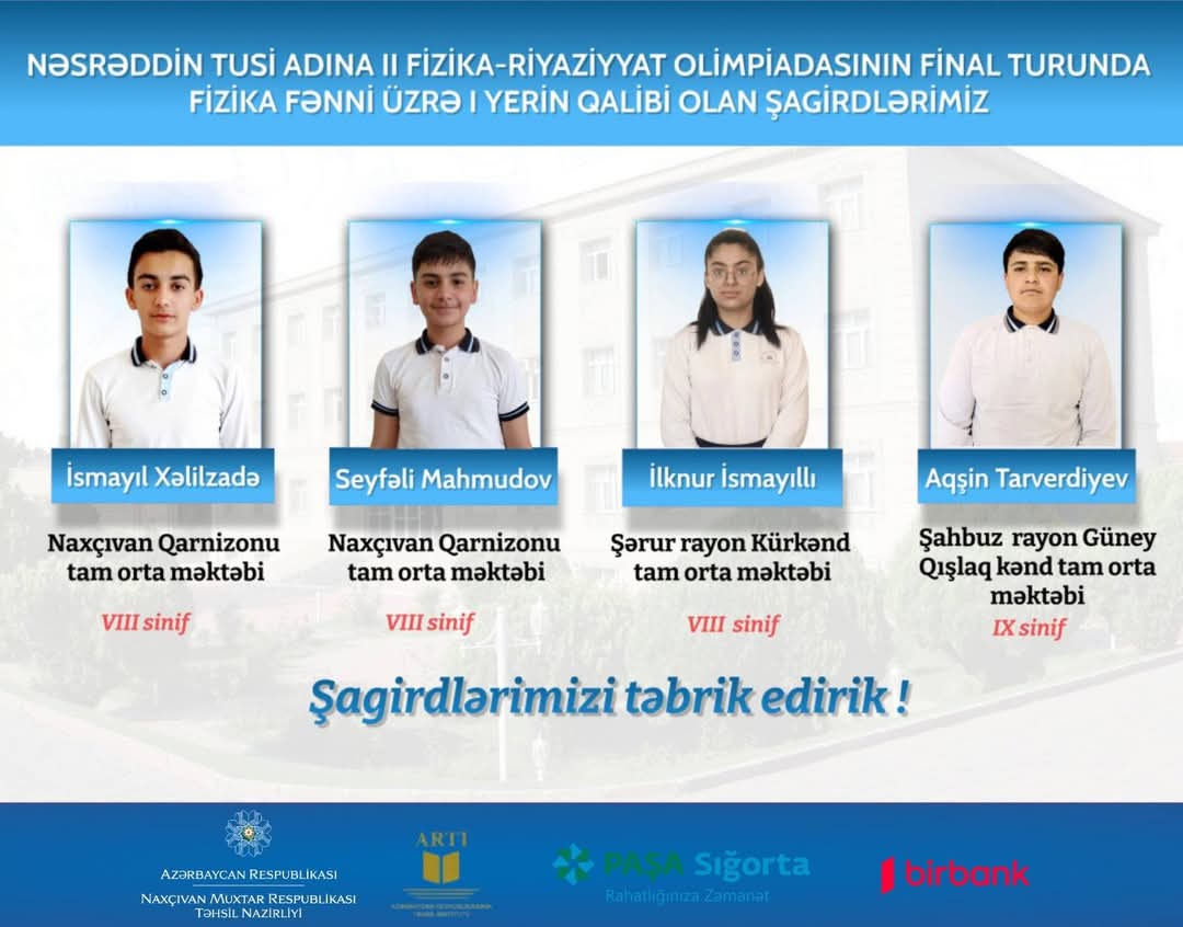 Nəsirəddin Tusi adına II fizika-riyaziyyat olimpiadasının qalibləri açıqlanıb