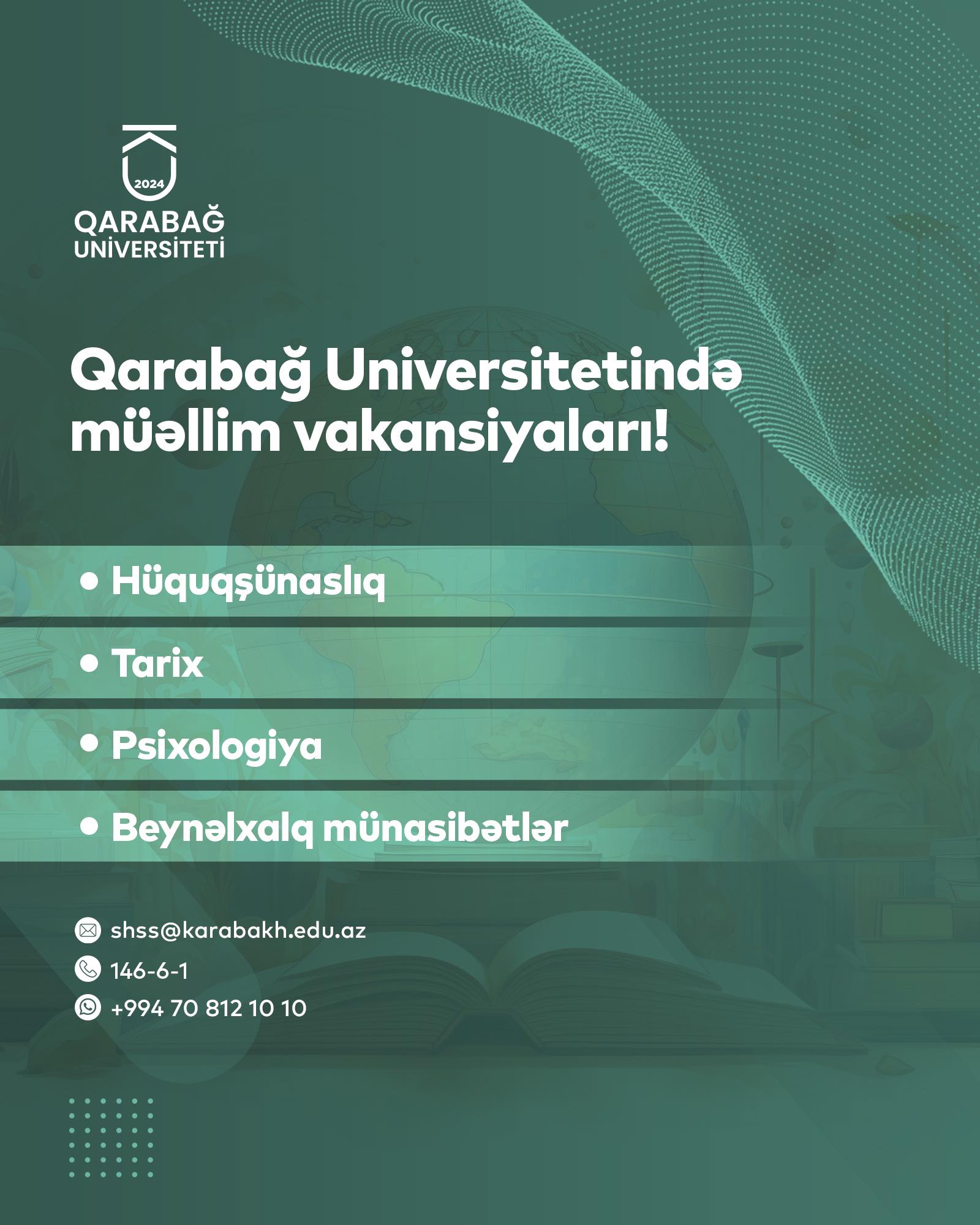 Qarabağ Universiteti müəllim vakansiyaları elan edib