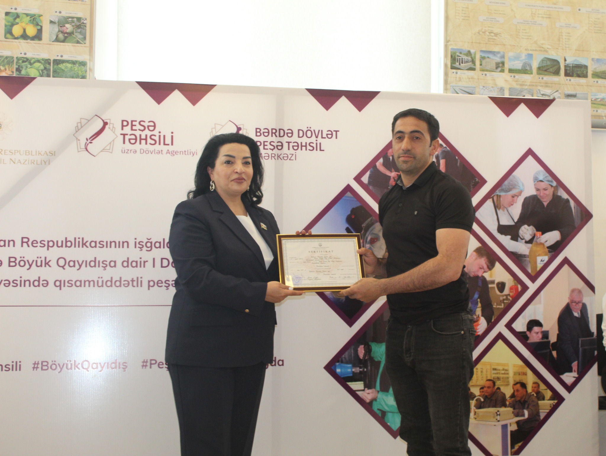 Qısamüddətli peşə təlimlərini bitirən müdavimlərə sertifikatlar təqdim olunub