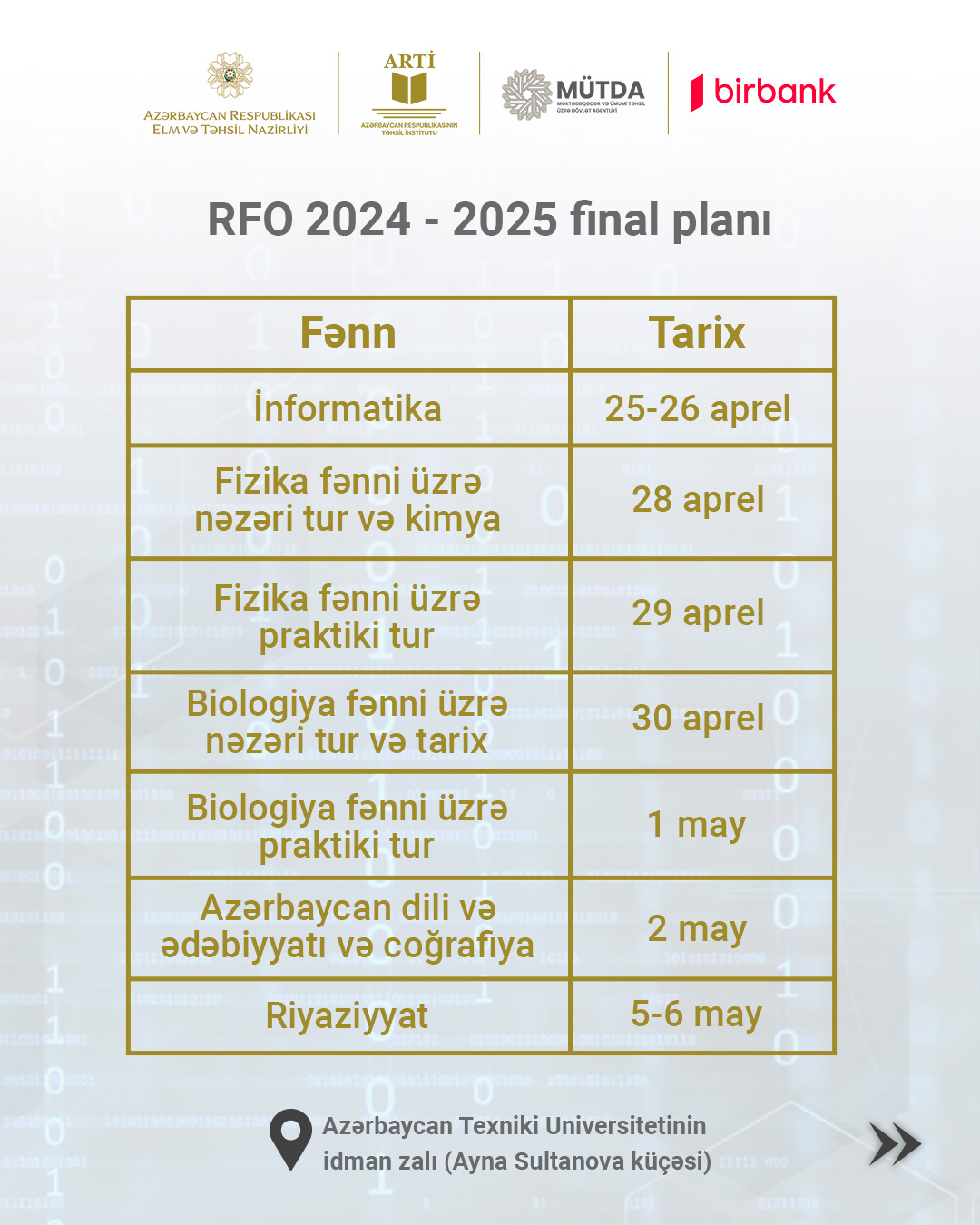 RFO-nun final mərhələsinin tarixləri açıqlanıb
