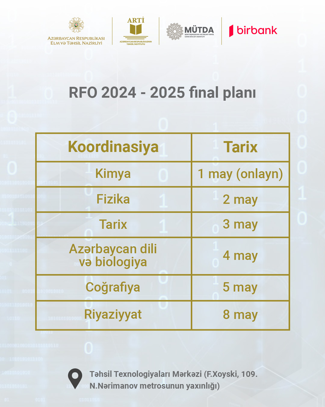 RFO-nun final mərhələsinin tarixləri açıqlanıb