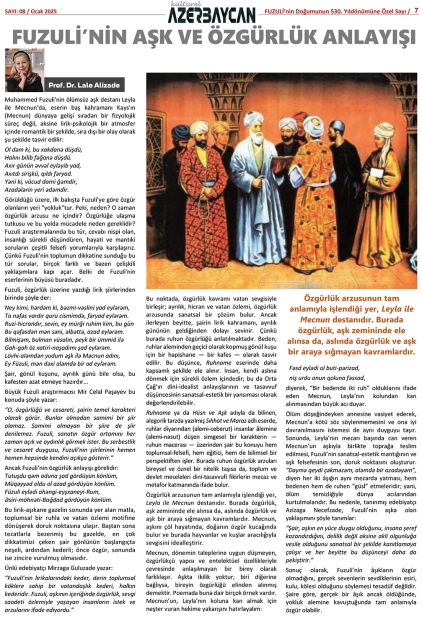 Türkiyənin “Mədəni Azərbaycan” jurnalının xüsusi buraxılışı Məhəmməd Füzuliyə həsr olunub