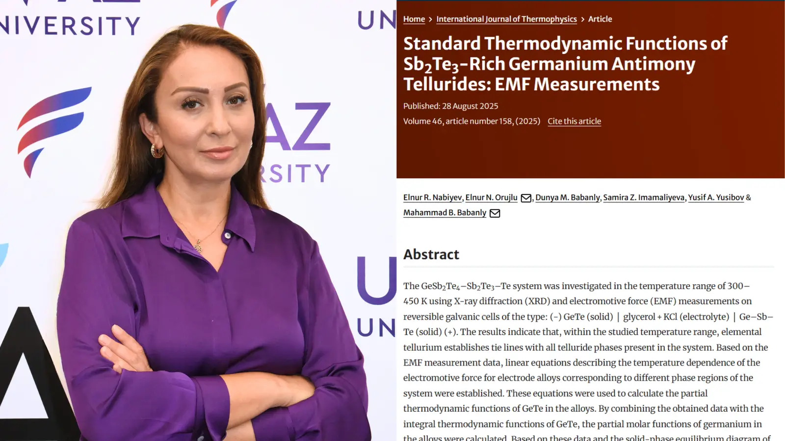 UFAZ-ın tədqiqatçı-müəllimlərinin elmi məqaləsi nüfuzlu elmi jurnalda dərc olunub 