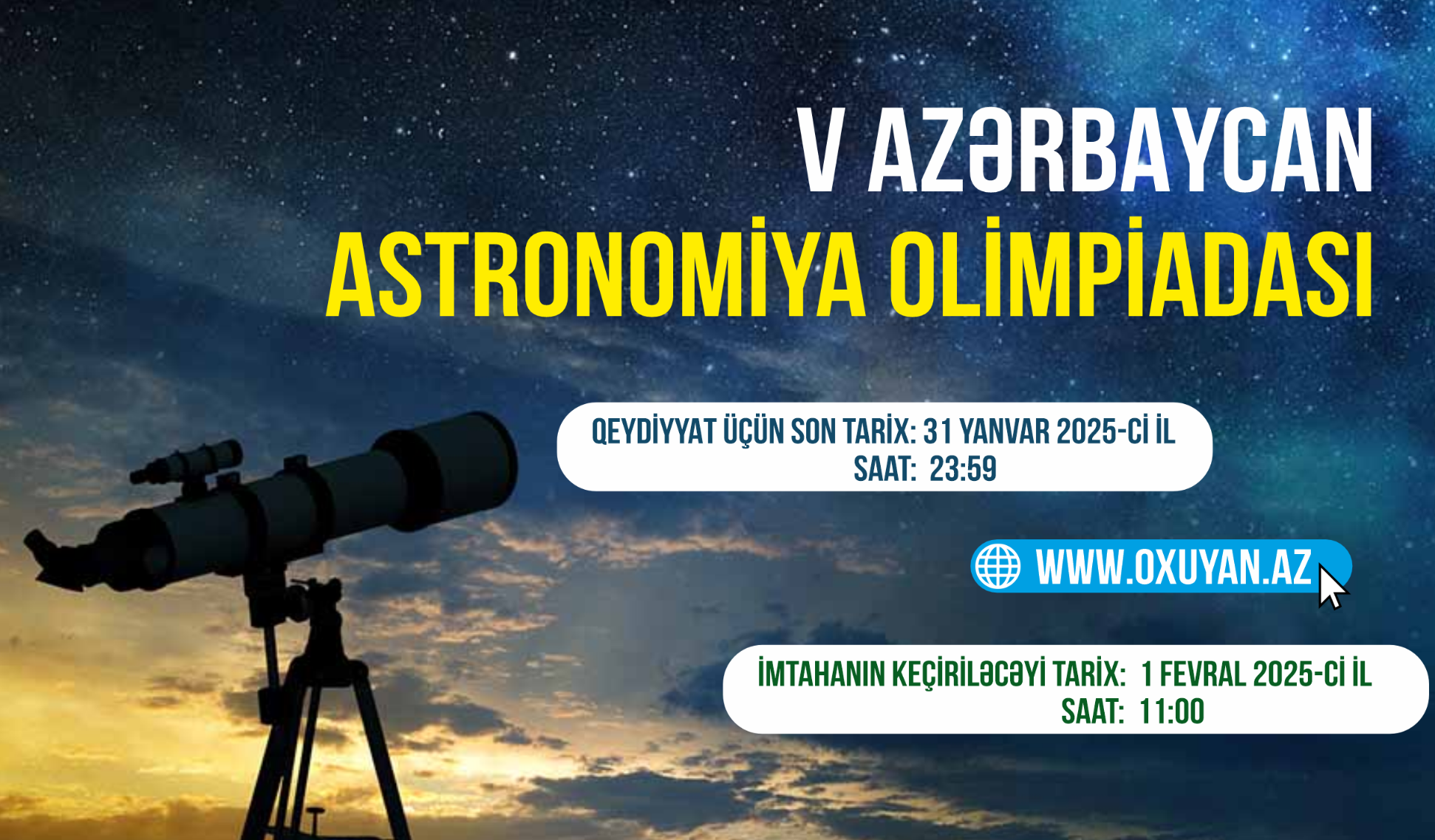 V Azərbaycan Astronomiya Olimpiadasının respublika seçim turu keçiriləcək 