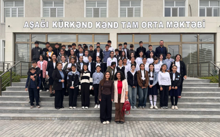 Böyük Britaniya məzunları kənd məktəbliləri ilə görüşüb 