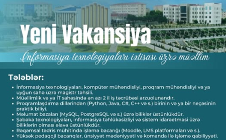 NDU-da işləmək istəyənlər üçün yeni vakansiyalar elan edilib 