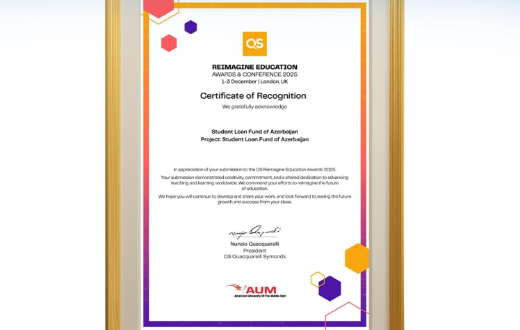 TTKF "QS Reimagine Education 2025"də beynəlxalq sertifikata layiq görülüb