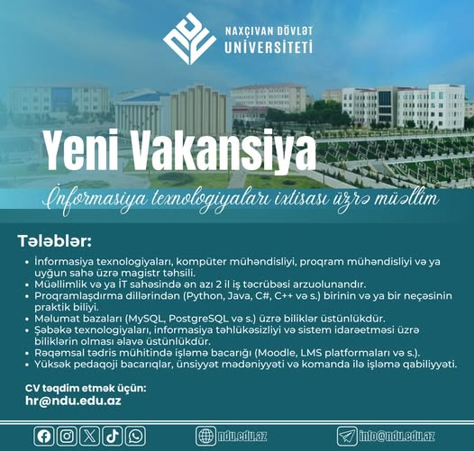 NDU-da işləmək istəyənlər üçün yeni vakansiyalar elan edilib
