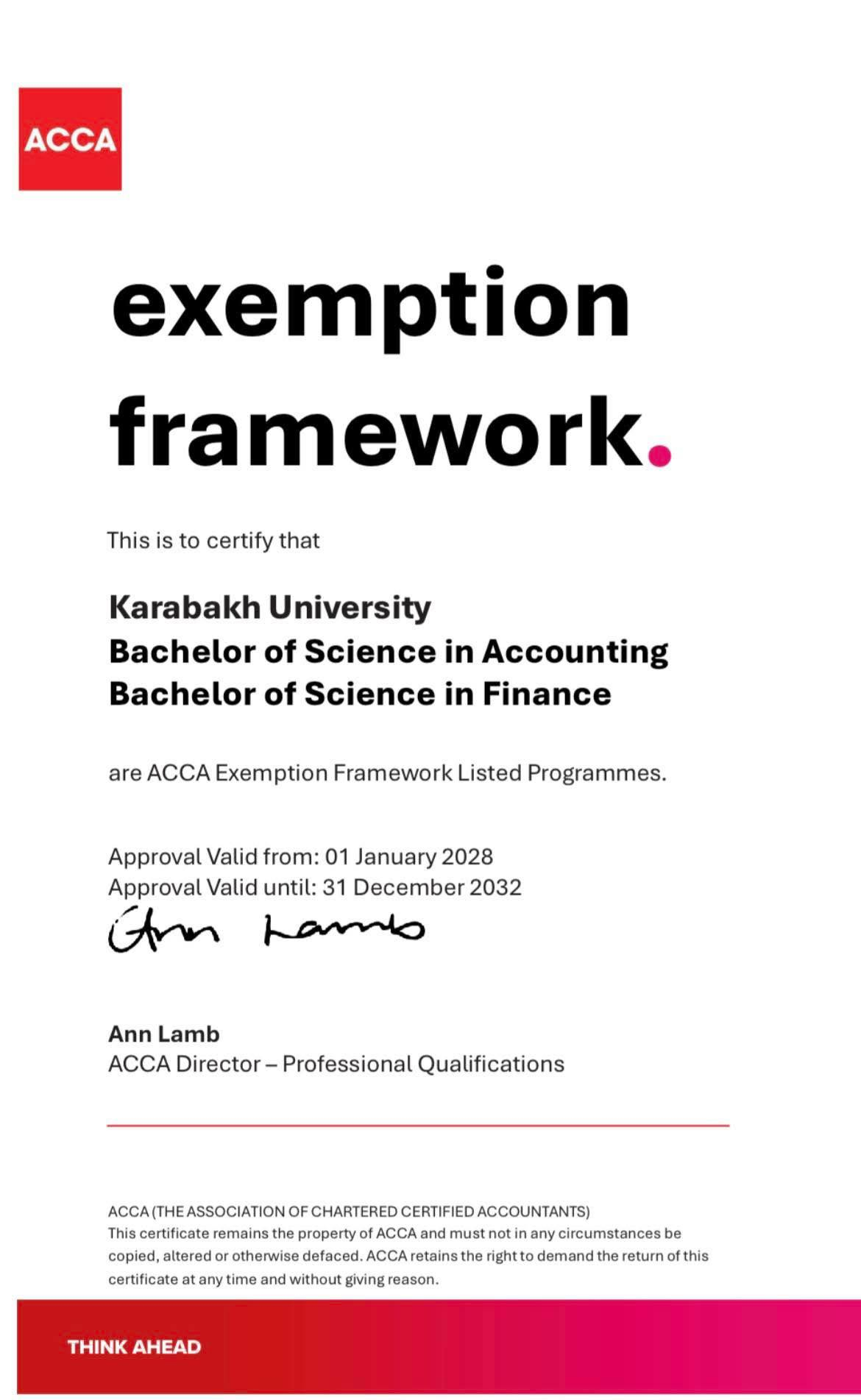 Qarabağ Universitetində bu ixtisaslar beynəlxalq akkreditasiyadan keçib