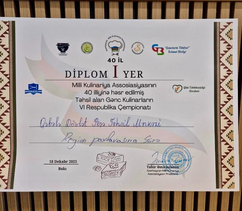 Qəbələ Peşə Mərkəzinin tələbələri  kulinariya yarışında birincilik qazanıblar