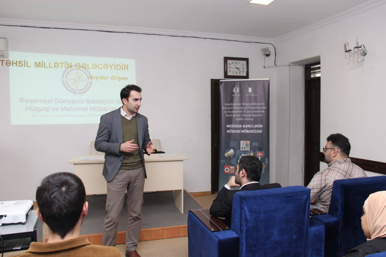 “Mediada Gənclərin Hüquqi Mübarizəsi” layihəsi çərçivəsində təlim keçirilib
