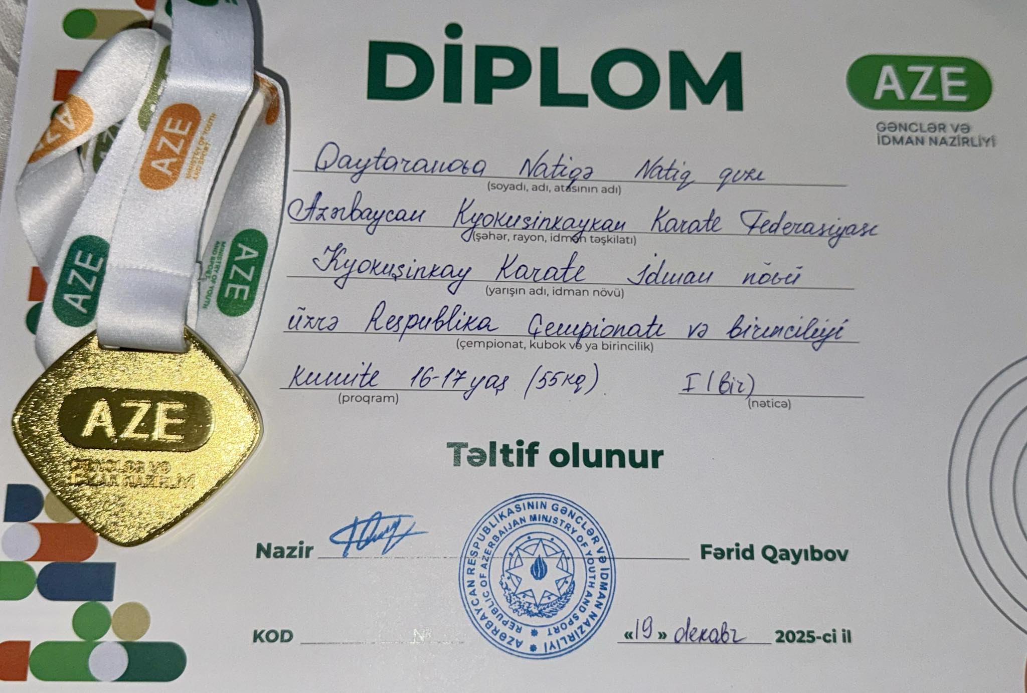 Peşə mərkəzinin tələbəsi respublika birinciliyinin qalibi olub