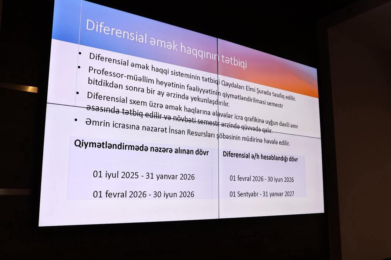 BSU-da diferensial əməkhaqqı sistemi tətbiq olunur