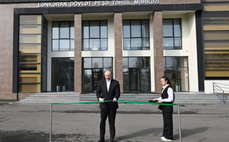 Prezident İlham Əliyev Lənkəran Dövlət Peşə Təhsil Mərkəzinin açılışında iştirak edib