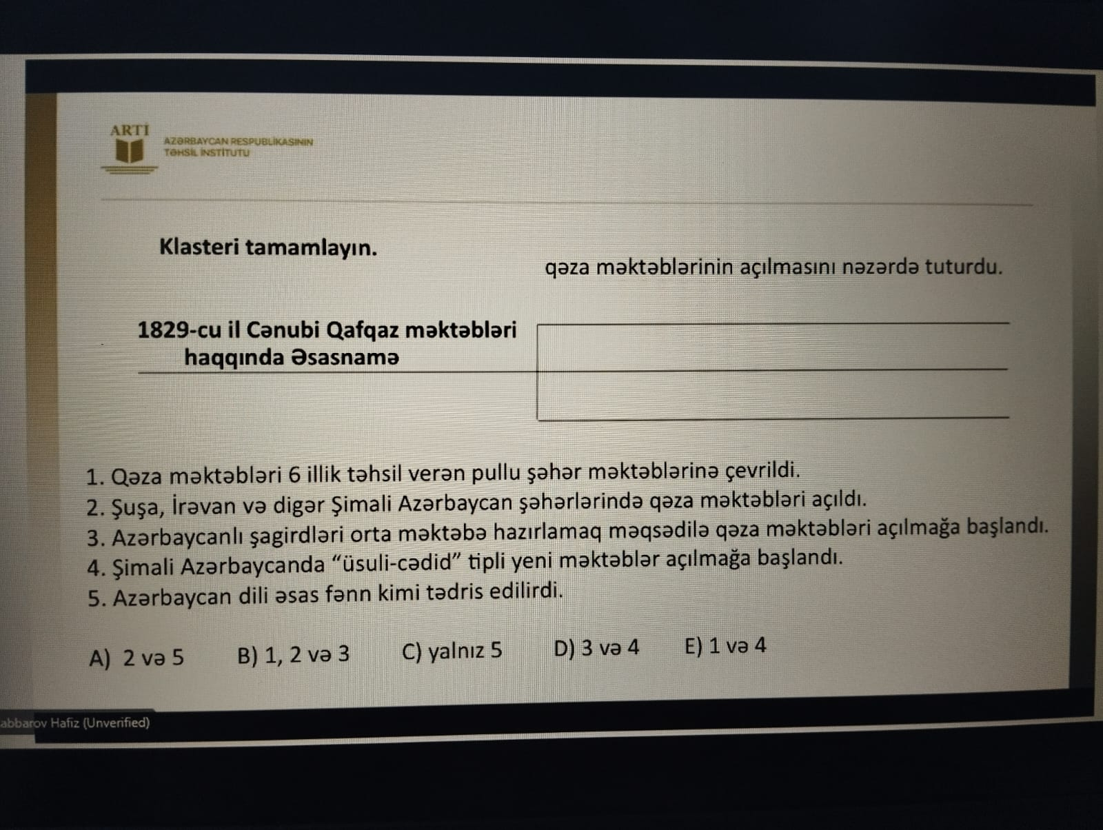 Sertifikasiyaya hazırlaşan tarix müəllimləri üçün