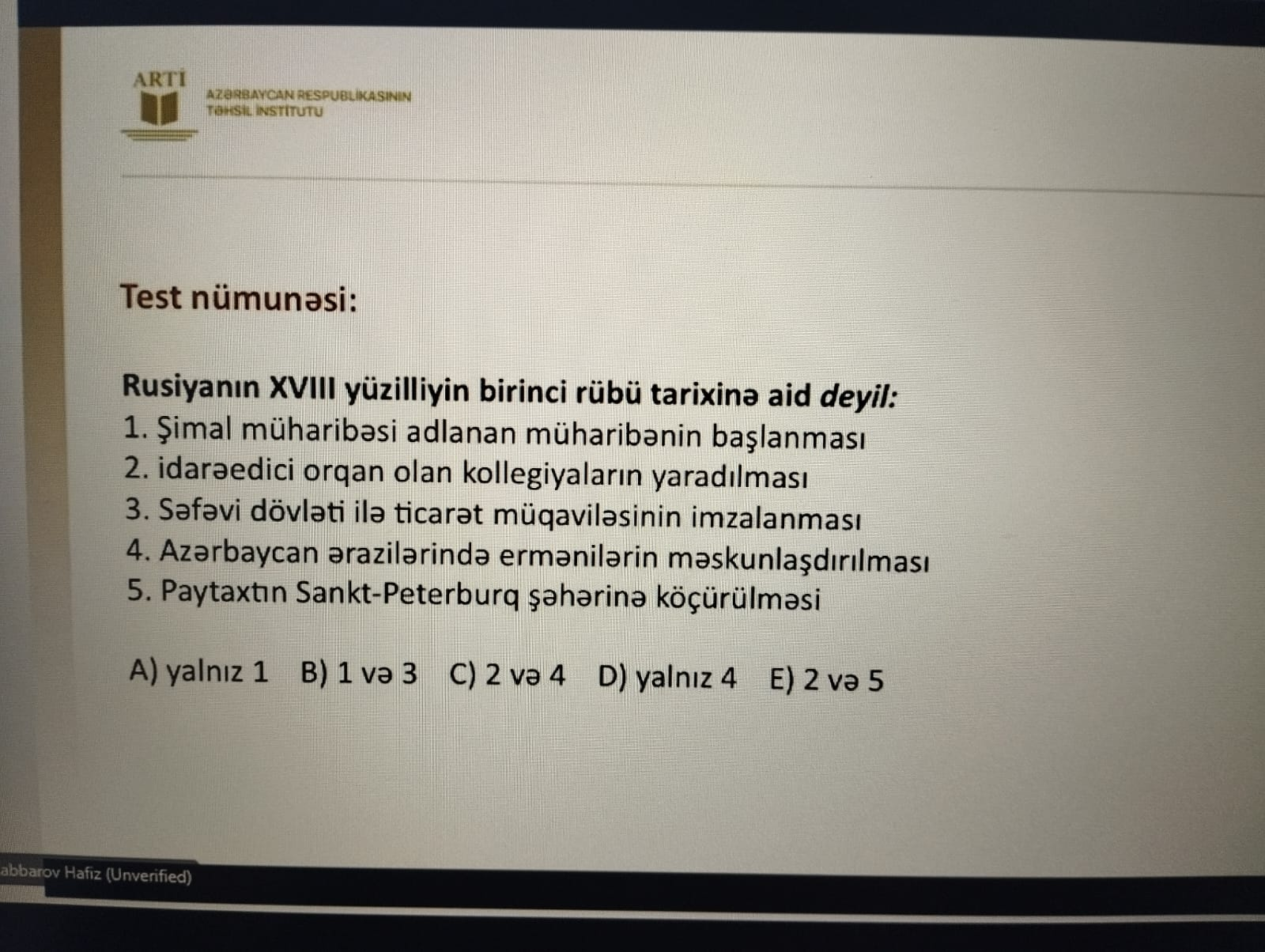 Sertifikasiyaya hazırlaşan tarix müəllimləri üçün