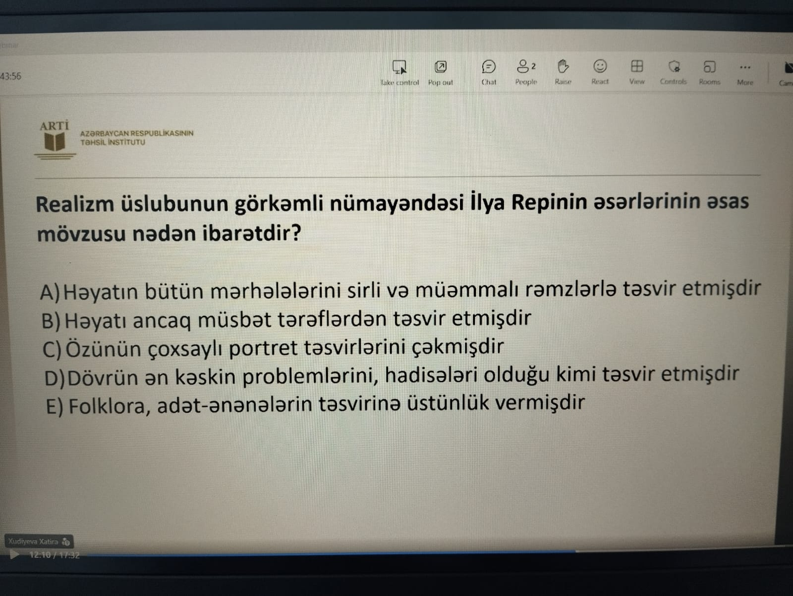 Sertifikasiyada təsviri incəsənətdən suallar belə olacaq