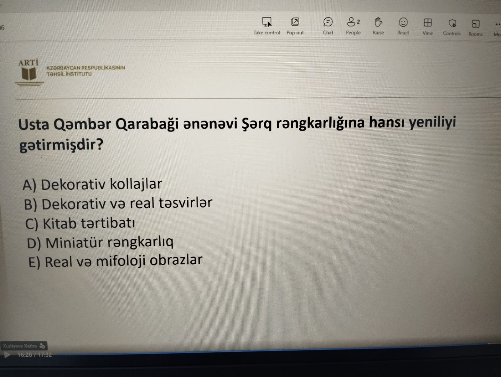 Sertifikasiyada təsviri incəsənətdən suallar belə olacaq