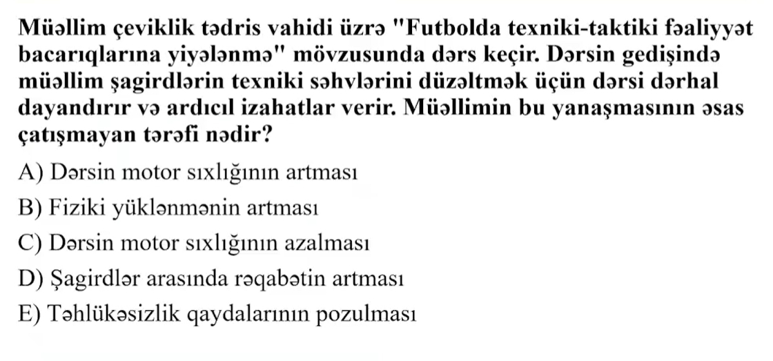 Fiziki tərbiyə üzrə sertifikatlaşdırma imtahanında bu suallar düşəcək