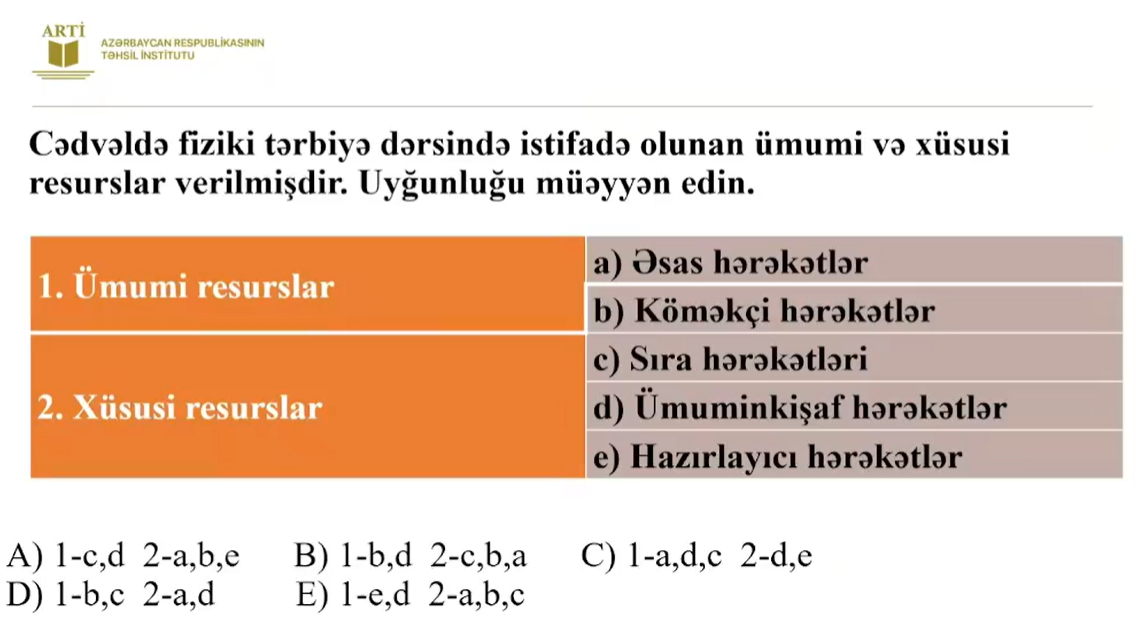 Fiziki tərbiyə üzrə sertifikatlaşdırma imtahanında bu suallar düşəcək
