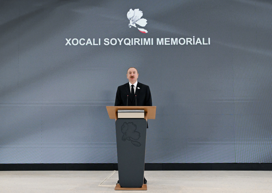 Prezident İlham Əliyev Xocalı Soyqırımı Memorialının açılışında iştirak edib