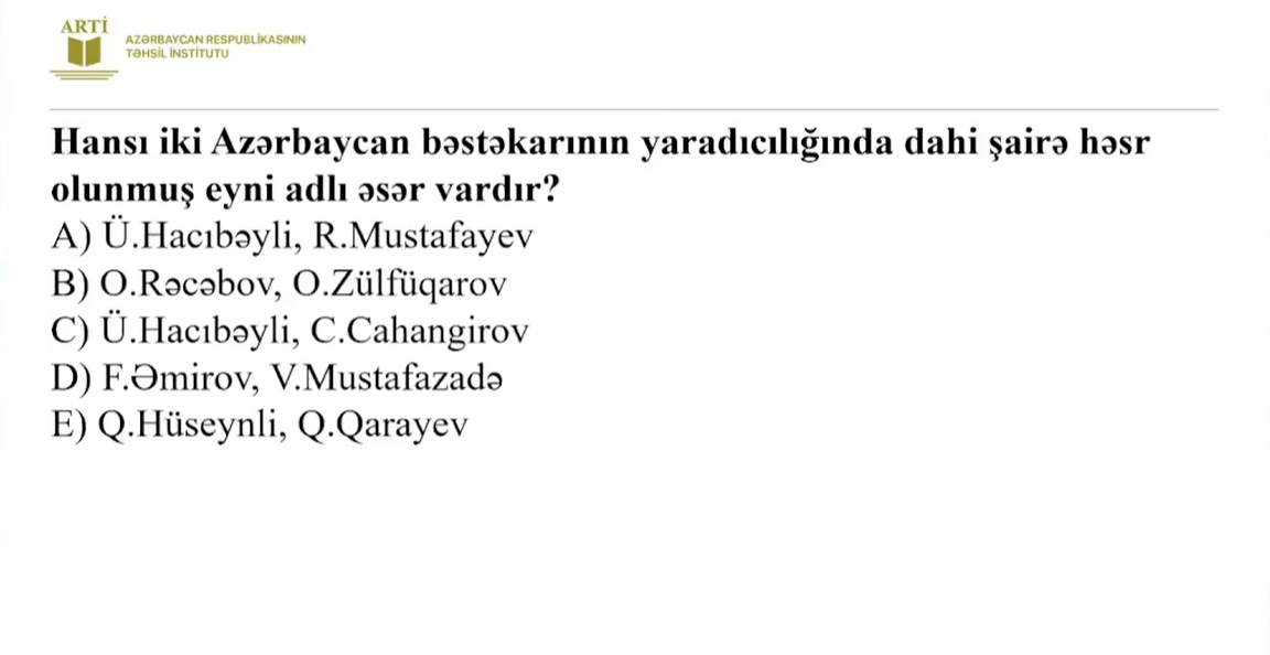 Musiqi fənni üzrə sertifikasiya test nümunələri təqdim edilib