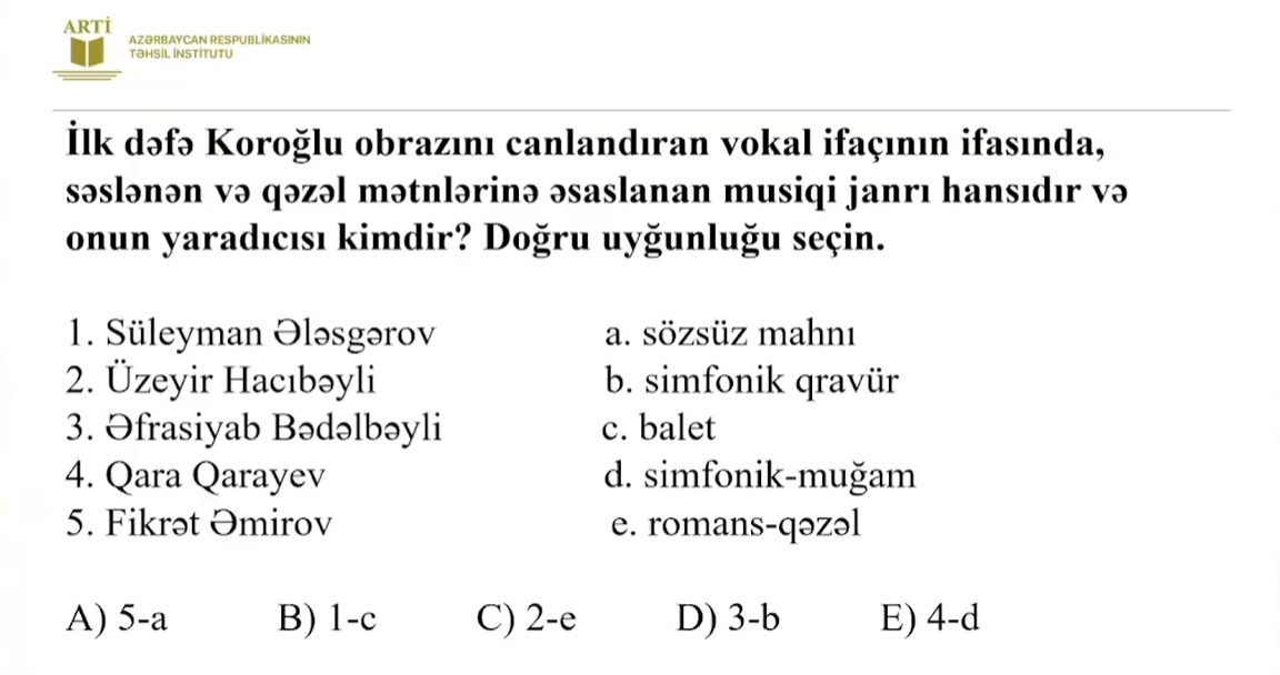 Musiqi fənni üzrə sertifikasiya test nümunələri təqdim edilib