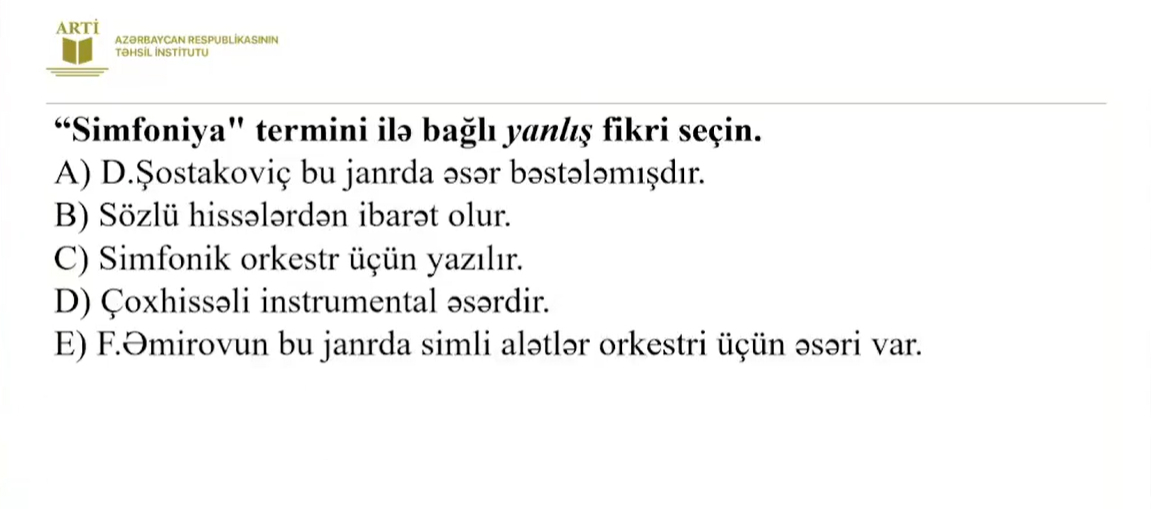 Musiqi fənni üzrə sertifikasiya test nümunələri təqdim edilib