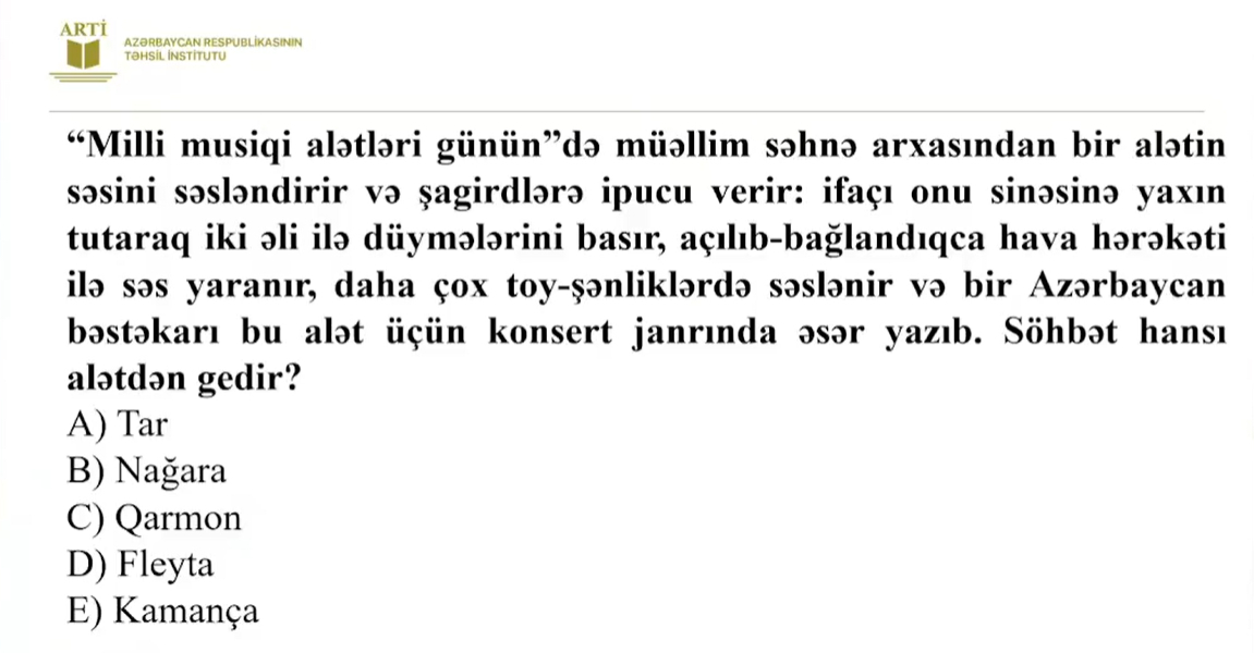 Musiqi fənni üzrə sertifikasiya test nümunələri təqdim edilib