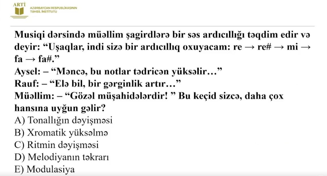 Musiqi fənni üzrə sertifikasiya test nümunələri təqdim edilib