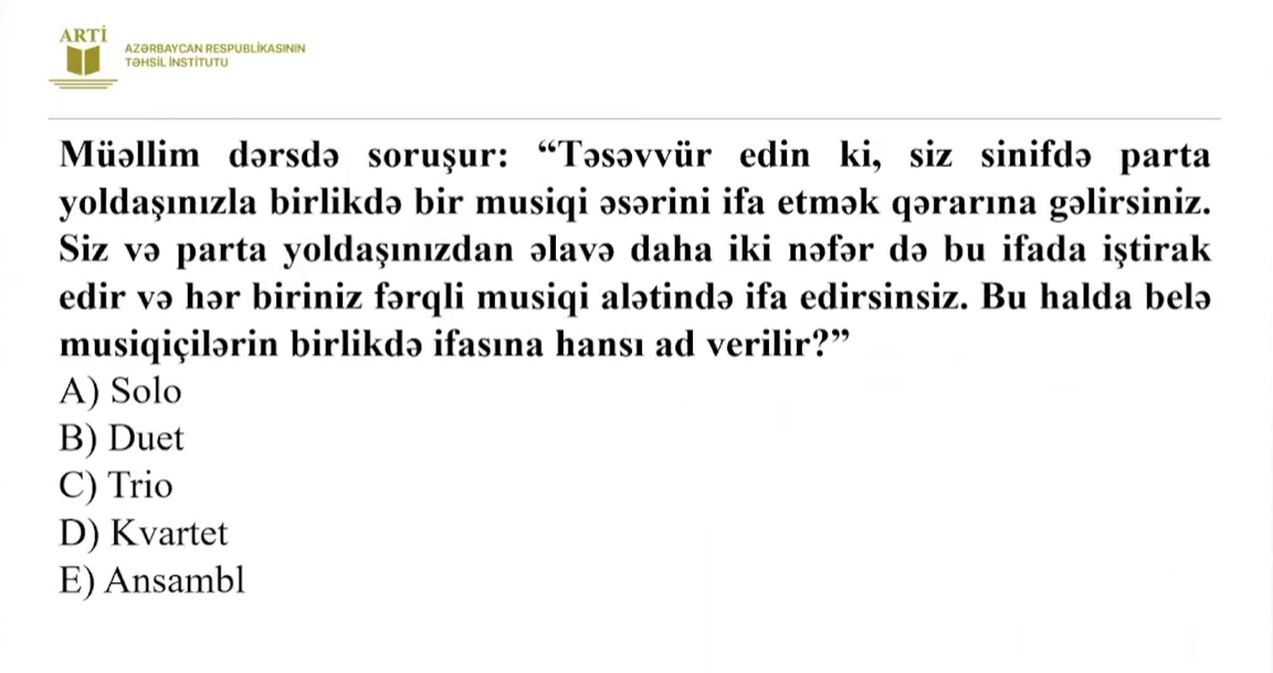 Musiqi fənni üzrə sertifikasiya test nümunələri təqdim edilib