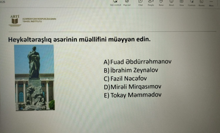 Sertifikasiyada təsviri incəsənətdən suallar belə olacaq